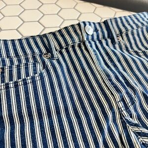 American Eagle Outfitters Women Size 6 Denim Blue White Striped Shorts